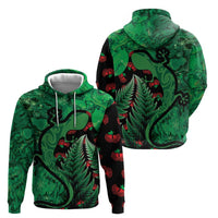 New Zealand Gecko Christmas Zip Hoodie Meri Kirihimete Paua Shell Mix Pohutukawa LT14 - Polynesian Pride