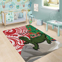 Personalised New Zealand Tuatara Christmas Area Rug Meri Kirihimete Aotearoa Maori Mix Pohutukawa LT14 - Polynesian Pride