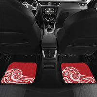 Personalised New Zealand Tuatara Christmas Car Mats Meri Kirihimete Aotearoa Maori Mix Pohutukawa LT14 Set 2pcs - Back Red - Polynesian Pride