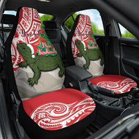 Personalised New Zealand Tuatara Christmas Car Seat Cover Meri Kirihimete Aotearoa Maori Mix Pohutukawa LT14 One Size Red - Polynesian Pride