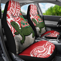 Personalised New Zealand Tuatara Christmas Car Seat Cover Meri Kirihimete Aotearoa Maori Mix Pohutukawa LT14 - Polynesian Pride