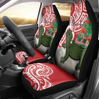 Personalised New Zealand Tuatara Christmas Car Seat Cover Meri Kirihimete Aotearoa Maori Mix Pohutukawa LT14 - Polynesian Pride