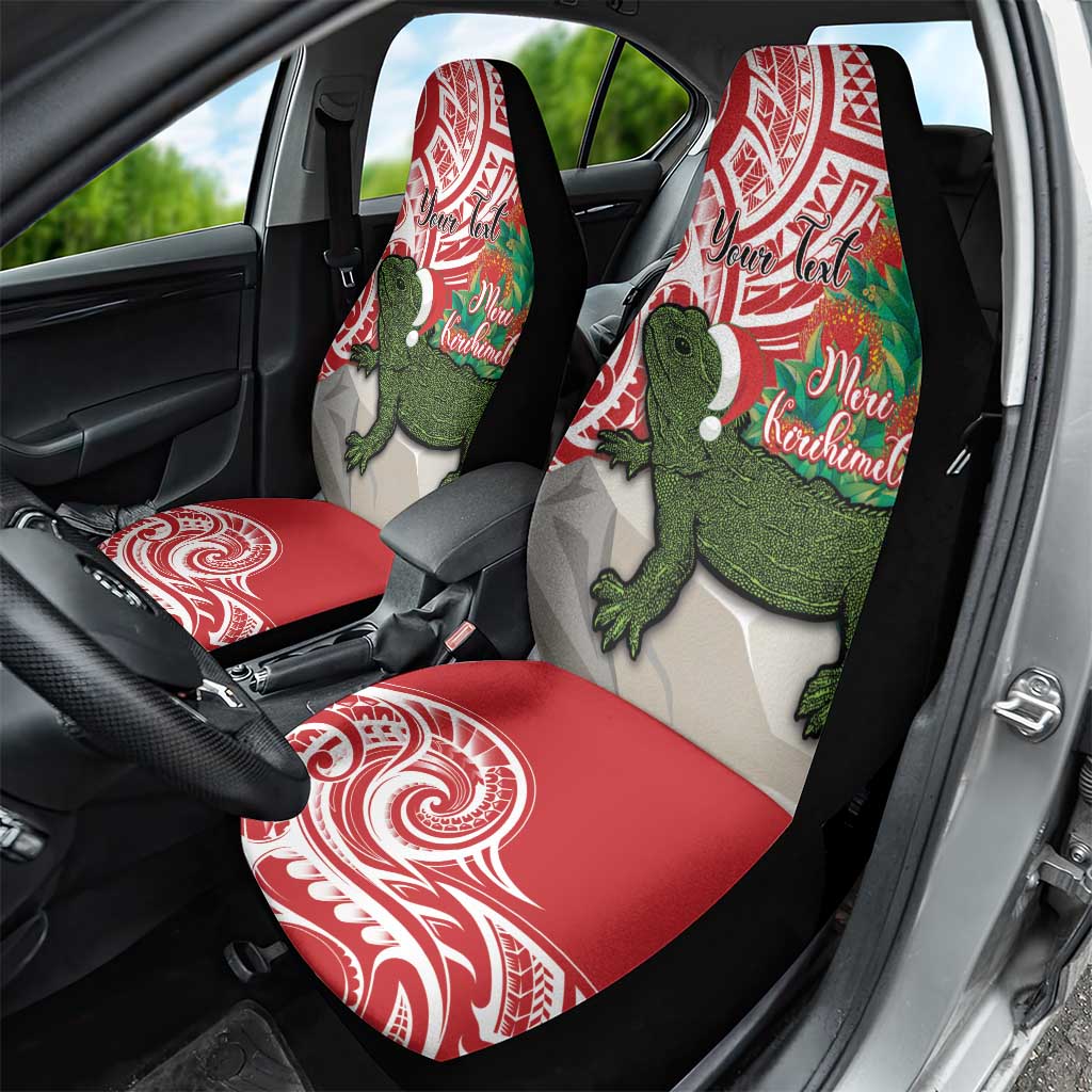 Personalised New Zealand Tuatara Christmas Car Seat Cover Meri Kirihimete Aotearoa Maori Mix Pohutukawa LT14 - Polynesian Pride