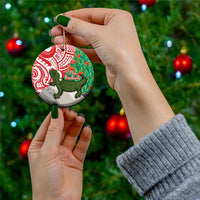 Personalised New Zealand Tuatara Christmas Ceramic Ornament Meri Kirihimete Aotearoa Maori Mix Pohutukawa LT14 - Polynesian Pride