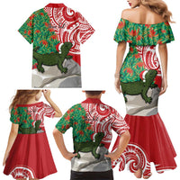 Personalised New Zealand Tuatara Christmas Family Matching Mermaid Dress and Hawaiian Shirt Meri Kirihimete Aotearoa Maori Mix Pohutukawa LT14 - Polynesian Pride
