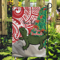 Personalised New Zealand Tuatara Christmas Garden Flag Meri Kirihimete Aotearoa Maori Mix Pohutukawa LT14 Garden Flag Red - Polynesian Pride