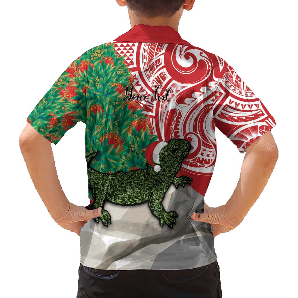 Personalised New Zealand Tuatara Christmas Hawaiian Shirt Meri Kirihimete Aotearoa Maori Mix Pohutukawa LT14 - Polynesian Pride