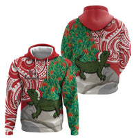 Personalised New Zealand Tuatara Christmas Hoodie Meri Kirihimete Aotearoa Maori Mix Pohutukawa LT14 - Polynesian Pride