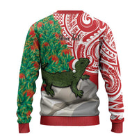 Personalised New Zealand Tuatara Christmas Ugly Christmas Sweater Meri Kirihimete Aotearoa Maori Mix Pohutukawa LT14 - Polynesian Pride