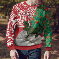 Personalised New Zealand Tuatara Christmas Ugly Christmas Sweater Meri Kirihimete Aotearoa Maori Mix Pohutukawa LT14 - Polynesian Pride