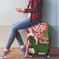 Personalised New Zealand Tuatara Christmas Luggage Cover Meri Kirihimete Aotearoa Maori Mix Pohutukawa LT14 - Polynesian Pride
