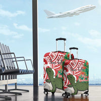 Personalised New Zealand Tuatara Christmas Luggage Cover Meri Kirihimete Aotearoa Maori Mix Pohutukawa LT14 - Polynesian Pride
