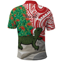 Personalised New Zealand Tuatara Christmas Polo Shirt Meri Kirihimete Aotearoa Maori Mix Pohutukawa LT14 - Polynesian Pride