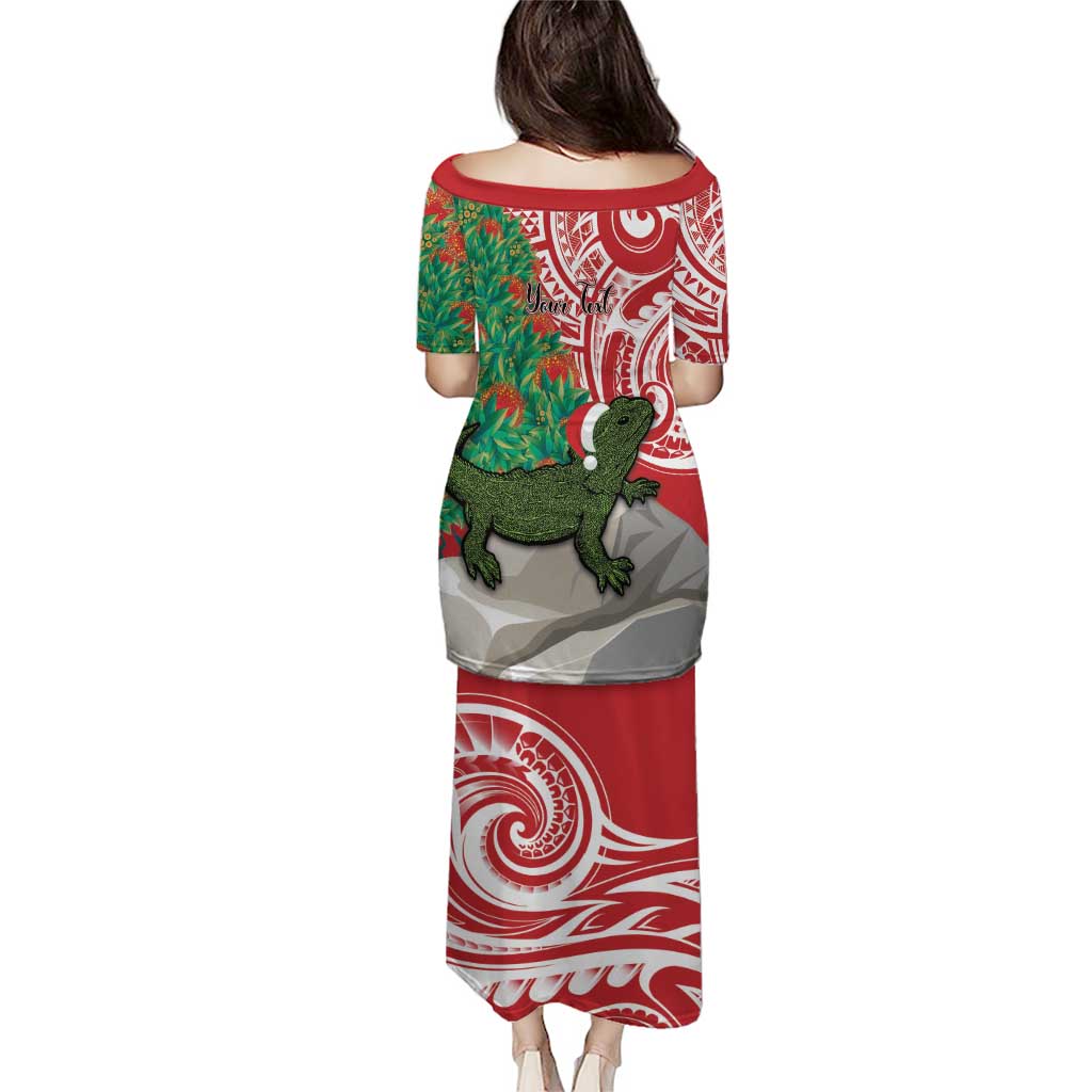 Personalised New Zealand Tuatara Christmas Puletasi Meri Kirihimete Aotearoa Maori Mix Pohutukawa LT14 - Polynesian Pride