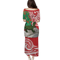 Personalised New Zealand Tuatara Christmas Puletasi Meri Kirihimete Aotearoa Maori Mix Pohutukawa LT14 - Polynesian Pride