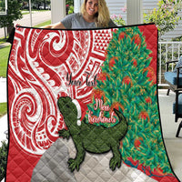 Personalised New Zealand Tuatara Christmas Quilt Meri Kirihimete Aotearoa Maori Mix Pohutukawa LT14 Red - Polynesian Pride