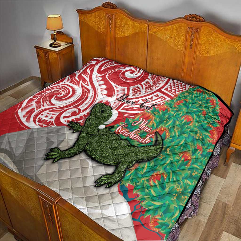Personalised New Zealand Tuatara Christmas Quilt Meri Kirihimete Aotearoa Maori Mix Pohutukawa LT14 - Polynesian Pride