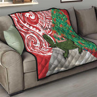 Personalised New Zealand Tuatara Christmas Quilt Meri Kirihimete Aotearoa Maori Mix Pohutukawa LT14 - Polynesian Pride