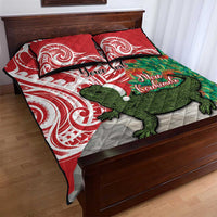 Personalised New Zealand Tuatara Christmas Quilt Bed Set Meri Kirihimete Aotearoa Maori Mix Pohutukawa LT14 - Polynesian Pride
