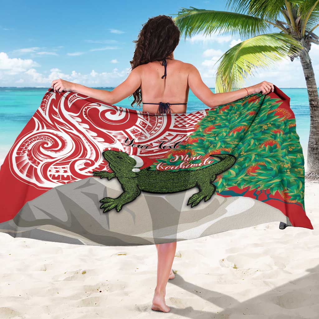 Personalised New Zealand Tuatara Christmas Sarong Meri Kirihimete Aotearoa Maori Mix Pohutukawa LT14 - Polynesian Pride