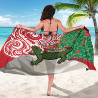 Personalised New Zealand Tuatara Christmas Sarong Meri Kirihimete Aotearoa Maori Mix Pohutukawa LT14 - Polynesian Pride