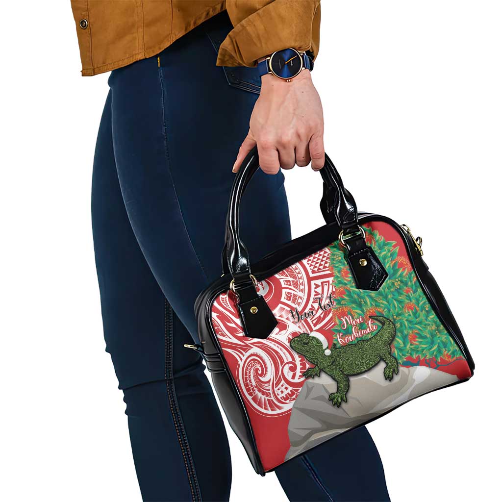 Personalised New Zealand Tuatara Christmas Shoulder Handbag Meri Kirihimete Aotearoa Maori Mix Pohutukawa LT14 - Polynesian Pride