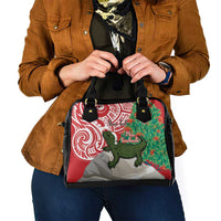 Personalised New Zealand Tuatara Christmas Shoulder Handbag Meri Kirihimete Aotearoa Maori Mix Pohutukawa LT14 - Polynesian Pride