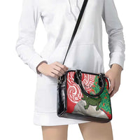 Personalised New Zealand Tuatara Christmas Shoulder Handbag Meri Kirihimete Aotearoa Maori Mix Pohutukawa LT14 - Polynesian Pride