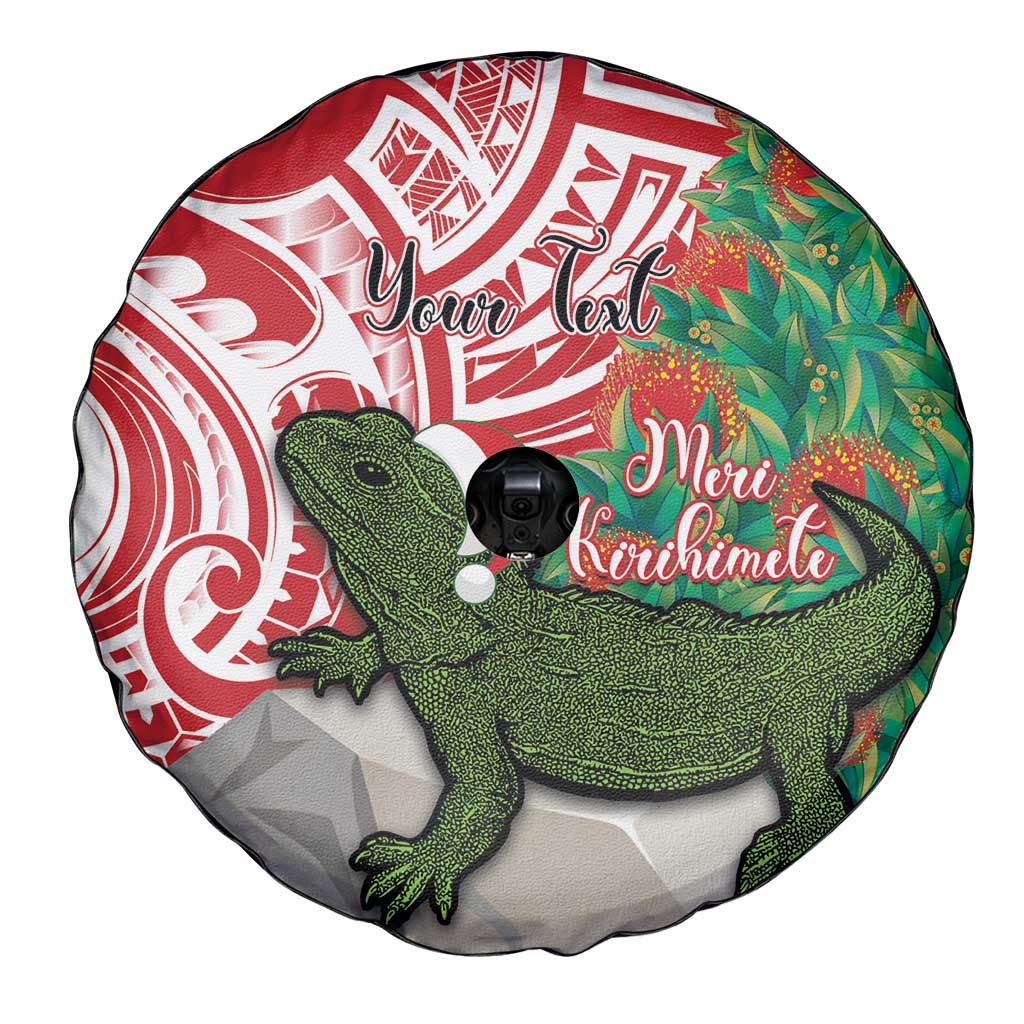 Personalised New Zealand Tuatara Christmas Spare Tire Cover Meri Kirihimete Aotearoa Maori Mix Pohutukawa LT14 - Polynesian Pride