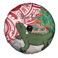 Personalised New Zealand Tuatara Christmas Spare Tire Cover Meri Kirihimete Aotearoa Maori Mix Pohutukawa LT14 - Polynesian Pride