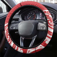 New Zealand Tuatara Christmas Steering Wheel Cover Meri Kirihimete Aotearoa Maori Mix Pohutukawa LT14 - Polynesian Pride