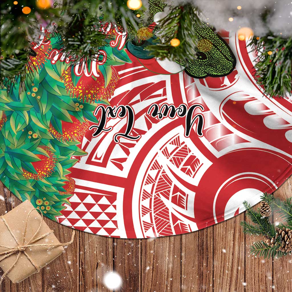 Personalised New Zealand Tuatara Christmas Tree Skirt Meri Kirihimete Aotearoa Maori Mix Pohutukawa LT14 - Polynesian Pride