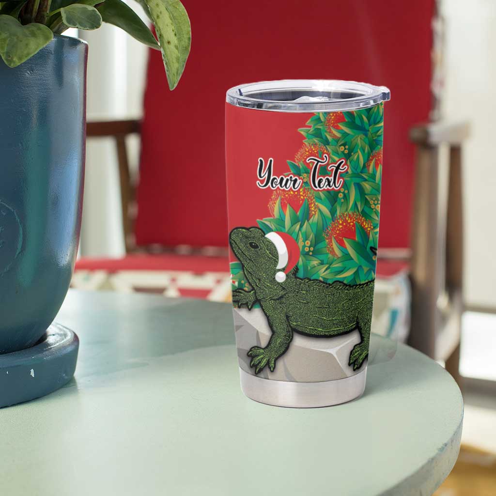 Personalised New Zealand Tuatara Christmas Tumbler Cup Meri Kirihimete Aotearoa Maori Mix Pohutukawa LT14 - Polynesian Pride