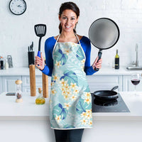Pastel Cyan Tropical Hawaii Apron Seamless Monstera Plumeria Hawaiian Pattern - Polynesian Pride