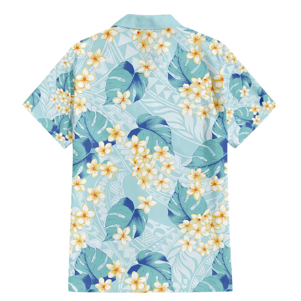 Pastel Cyan Tropical Hawaii Family Matching Mermaid Dress and Hawaiian Shirt Seamless Monstera Plumeria Hawaiian Pattern LT14 - Polynesian Pride