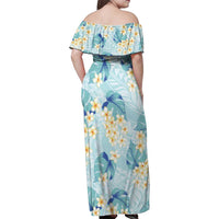 Pastel Cyan Tropical Hawaii Family Matching Off Shoulder Maxi Dress and Hawaiian Shirt Seamless Monstera Plumeria Hawaiian Pattern LT14 - Polynesian Pride