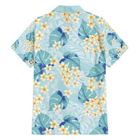 Pastel Cyan Tropical Hawaii Family Matching Puletasi and Hawaiian Shirt Seamless Monstera Plumeria Hawaiian Pattern LT14 - Polynesian Pride