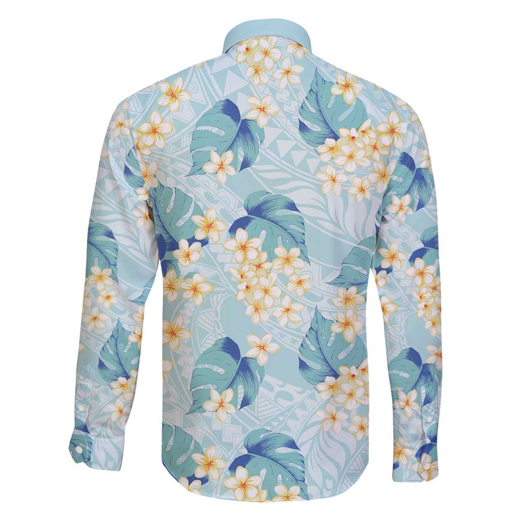 Pastel Cyan Tropical Hawaii Family Matching Tank Maxi Dress and Hawaiian Shirt Seamless Monstera Plumeria Hawaiian Pattern LT14 - Polynesian Pride