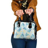 Pastel Cyan Tropical Hawaii Shoulder Handbag Seamless Monstera Plumeria Hawaiian Pattern - Polynesian Pride