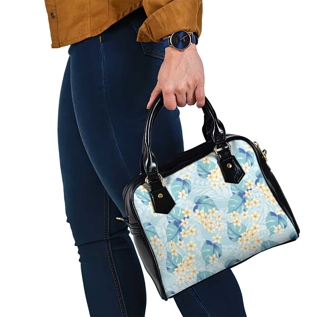 Pastel Cyan Tropical Hawaii Shoulder Handbag Seamless Monstera Plumeria Hawaiian Pattern - Polynesian Pride