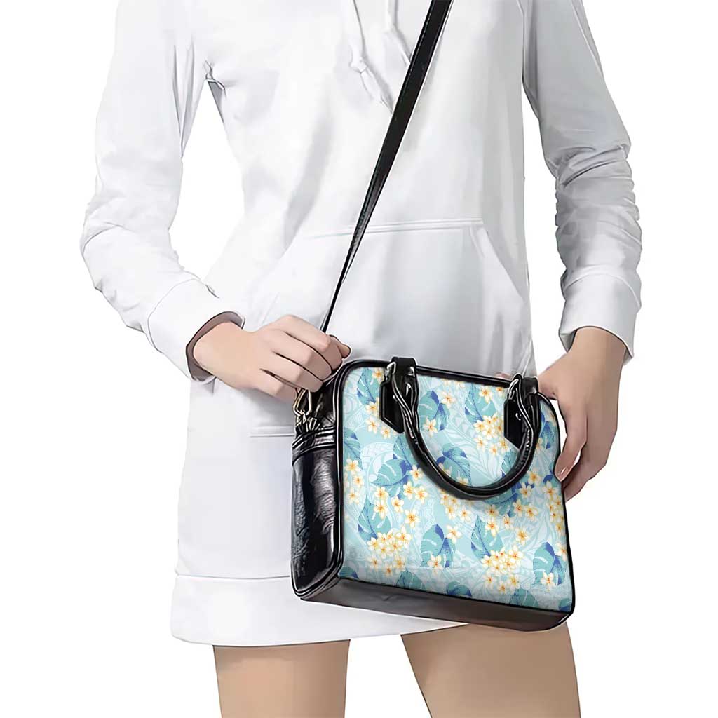 Pastel Cyan Tropical Hawaii Shoulder Handbag Seamless Monstera Plumeria Hawaiian Pattern - Polynesian Pride
