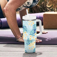 Pastel Cyan Tropical Hawaii Tumbler With Handle Seamless Monstera Plumeria Hawaiian Pattern LT14 - Polynesian Pride