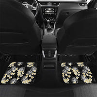 Black Tropical Hawaii Car Mats Seamless Monstera Plumeria Hawaiian Pattern - Polynesian Pride