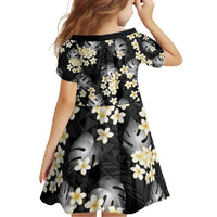 Black Tropical Hawaii Family Matching Long Sleeve Bodycon Dress and Hawaiian Shirt Seamless Monstera Plumeria Hawaiian Pattern LT14 - Polynesian Pride