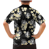 Black Tropical Hawaii Family Matching Mermaid Dress and Hawaiian Shirt Seamless Monstera Plumeria Hawaiian Pattern LT14 - Polynesian Pride