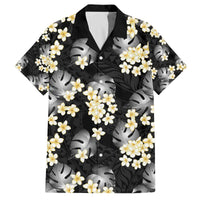Black Tropical Hawaii Family Matching Off The Shoulder Long Sleeve Dress and Hawaiian Shirt Seamless Monstera Plumeria Hawaiian Pattern LT14 Dad's Shirt - Short Sleeve Black - Polynesian Pride