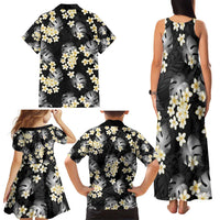 Black Tropical Hawaii Family Matching Tank Maxi Dress and Hawaiian Shirt Seamless Monstera Plumeria Hawaiian Pattern LT14 - Polynesian Pride