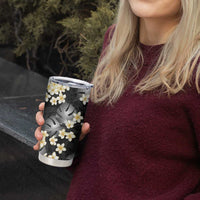 Black Tropical Hawaii Tumbler Cup Seamless Monstera Plumeria Hawaiian Pattern - Polynesian Pride