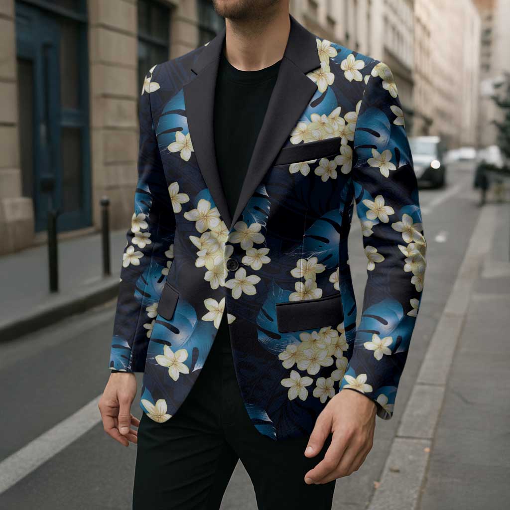 Blue Tropical Hawaii Blazer Seamless Monstera Plumeria Hawaiian Pattern - Polynesian Pride