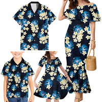 Blue Tropical Hawaii Family Matching Mermaid Dress and Hawaiian Shirt Seamless Monstera Plumeria Hawaiian Pattern LT14 - Polynesian Pride